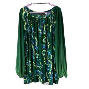 Bob Mackie Wearable Art Floral Tunic Top Size 2X